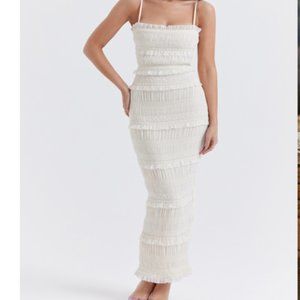 SOLANA IVORY SEQUIN PLEAT MAXI DRESS - XS House of CB